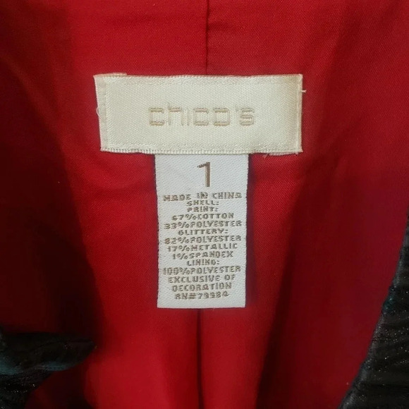 Chico's Black and White with Red Accents Animal Print Blazer - Picture 4 of 4